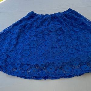 Blue flower eyelet skirt with lining